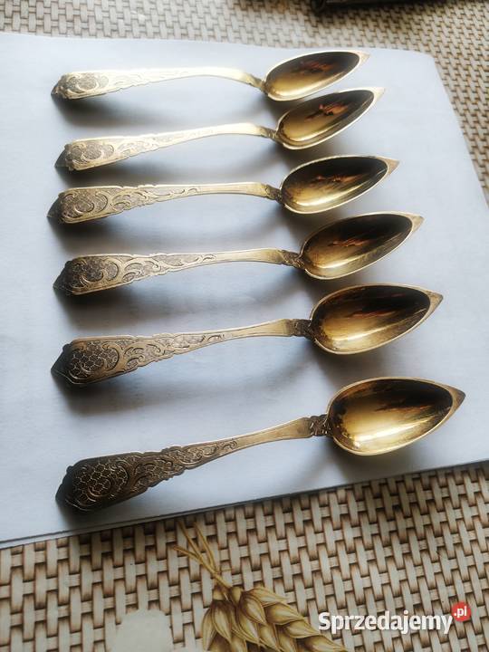 Komplet srebrnych łyżeczek złocononych Piękne Zgorzelec sprzedam