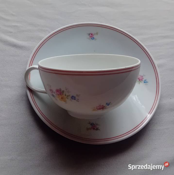 Filiżanka duo Kaestner Saxonia okres 194045 Porcelana i szkło