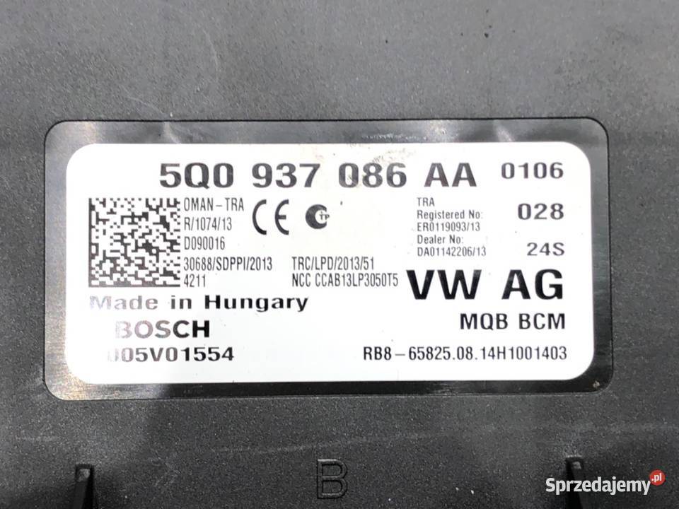 MODUŁ KOMFORTU SKODA OCTAVIA III 5Q0937086AA osobowe Zestawy naprawcze sprzedam