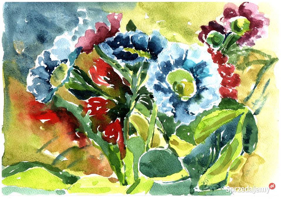 OBRAZ akwarela KWIATY Gryfów Śląski