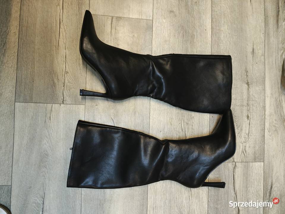 39 Czarne kozaki szpilki wieczorowe NOWE 25cm Kraków