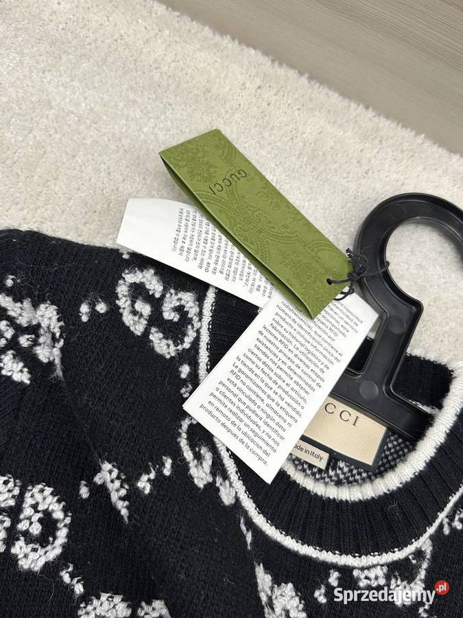Sweter sweterek czarny biały boucl GG Gucci logo Zabrze