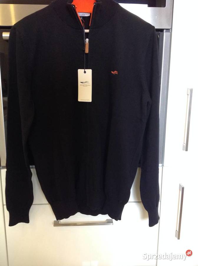 Sweter Męski Czarny Edoardo Caravella ML Zamek Nowa Sól