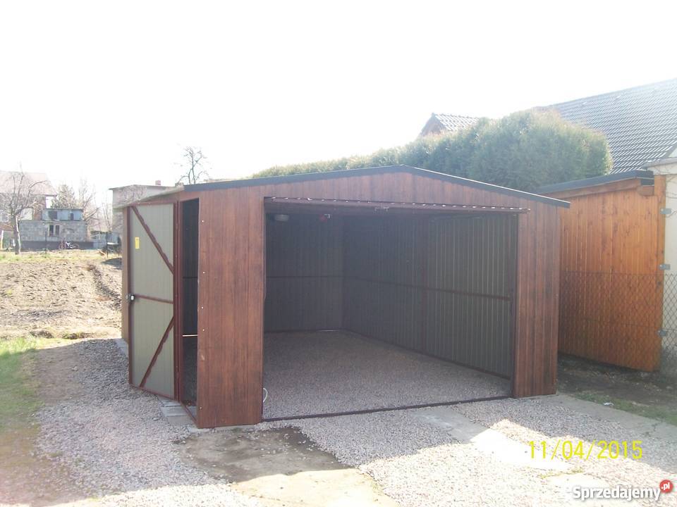 garaż blaszany 6x4 4x6 orzech złoty dąb