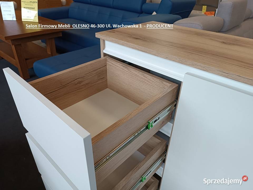 Komoda Dębowa 130 z Szufladami Biała ROSA Lubliniec sprzedam