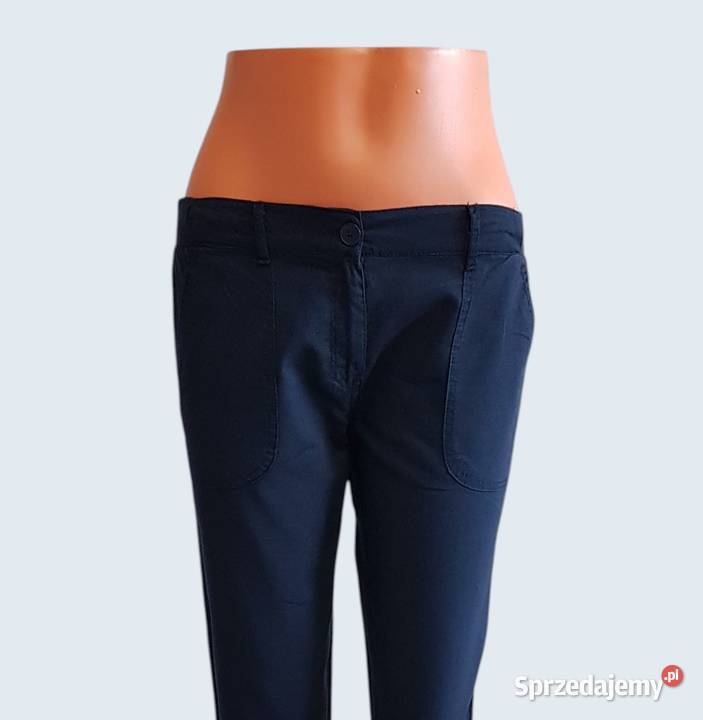 Damskie eleganckie granatowe spodnie materiałowe Chrzanów