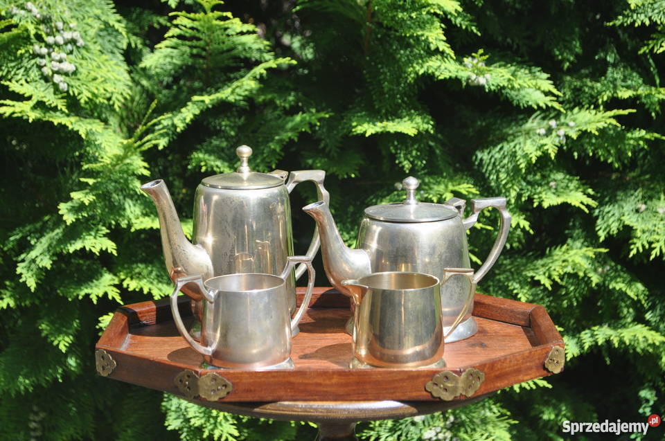 Mosiężny serwis do kawy i herbaty styl Art Deco Akcesoria kuchenne mazowieckie Warszawa sprzedam