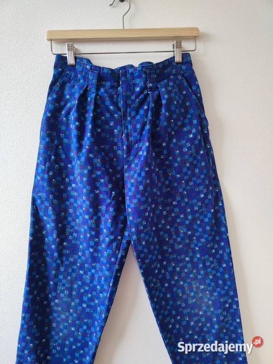 Materiałowe Spodnie we wzory Vintage y2k 152 Jasło