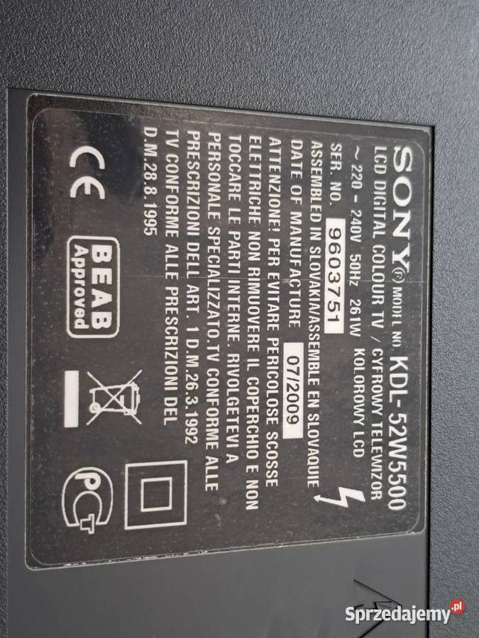 Sony Bravia 52 cale LCD Telewizory Warszawa sprzedam