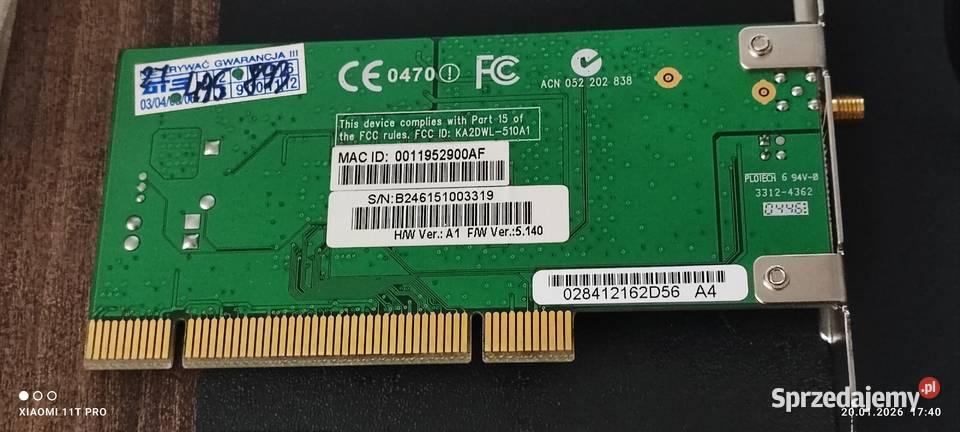 Karta sieciowa WiFi DLink DWL510 Chełmża