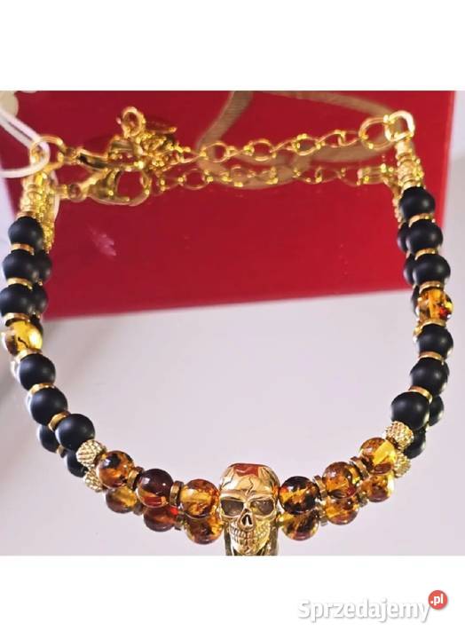 BRANSOLETKA CZASZKA STAL SZLACHETNA 316L ZŁOTY mazowieckie Warszawa