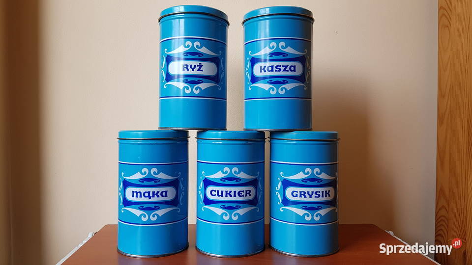 Stare metalowe puszki pojemniki na produkty Dąbrowa Górnicza sprzedam