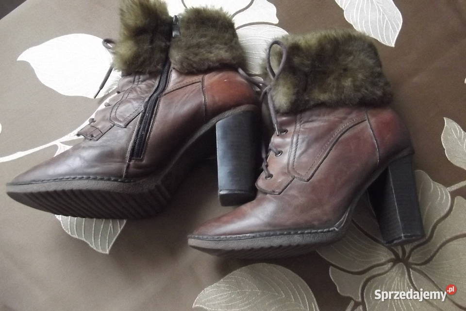 Kozaki buty damskie zimowe r37 skóra brąz Piekary Śląskie sprzedam