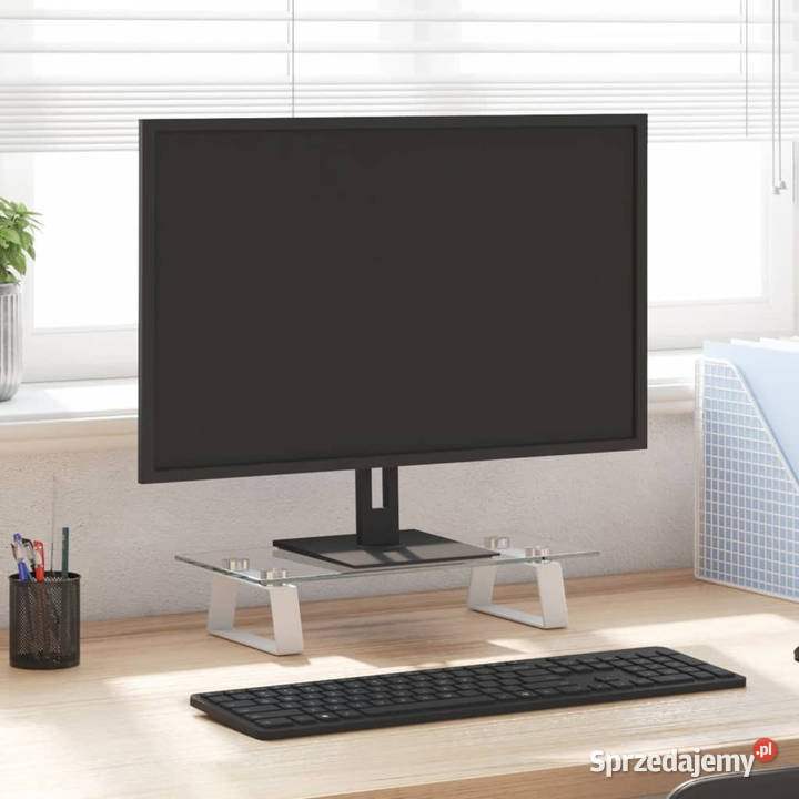 Podstawka pod monitor biała 40x20x8 szkło i Warszawa sprzedam