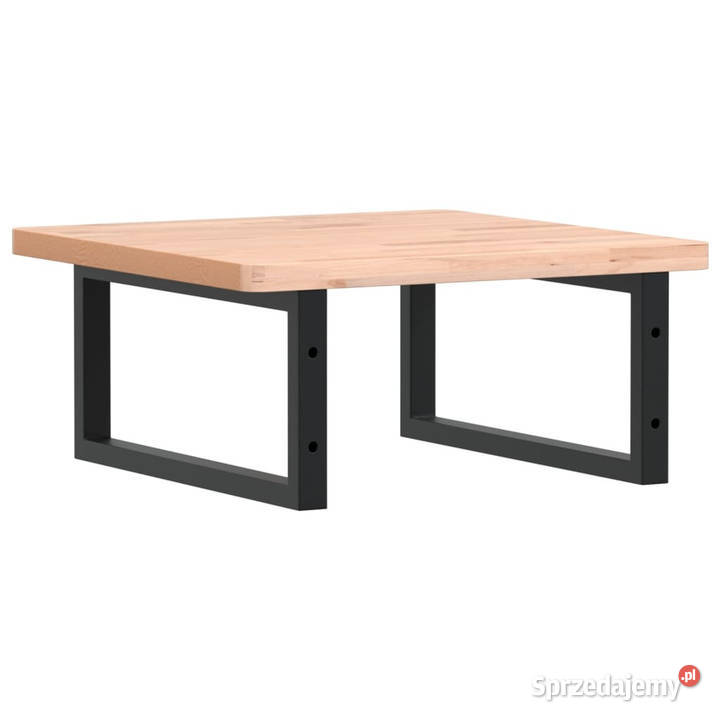 Półka ścienna pod umywalkę stal i lite drewno