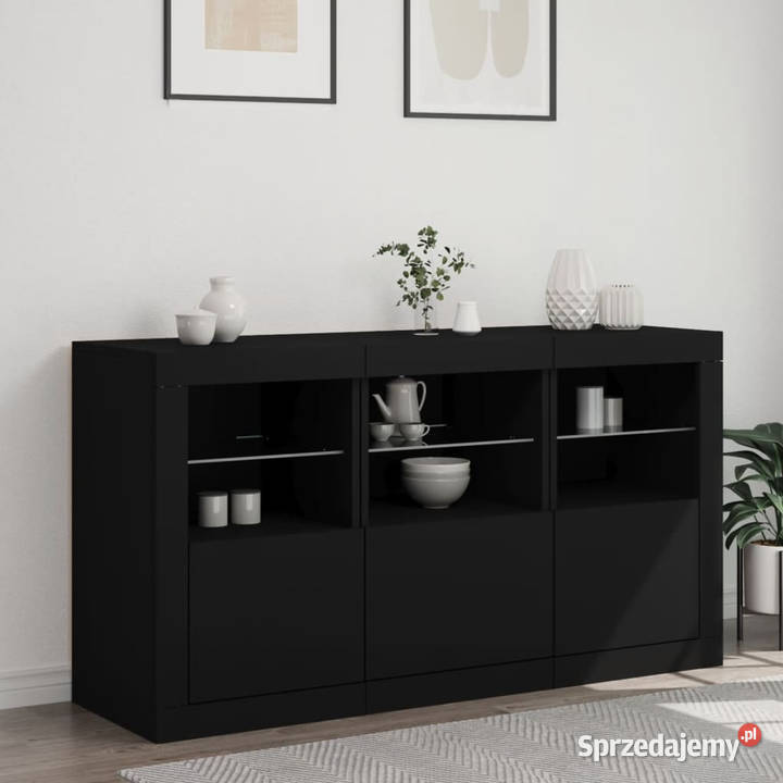 Szafka z oświetleniem LED czarna 123x37x67 mazowieckie Warszawa