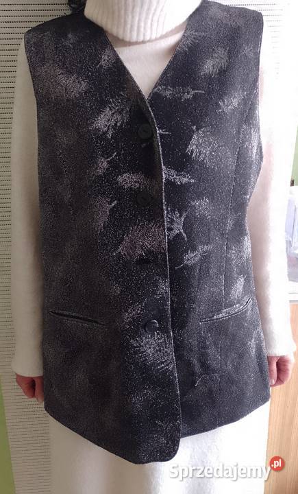 463XK Fashion Srebrna metaliczna kamizelka