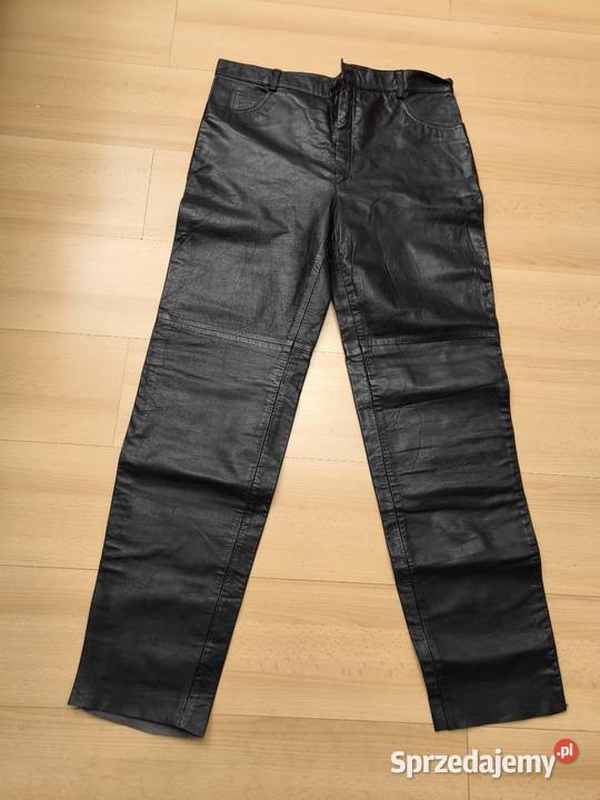 Skórzane męskie spodnie skóra z dawnych lat pas Radomsko