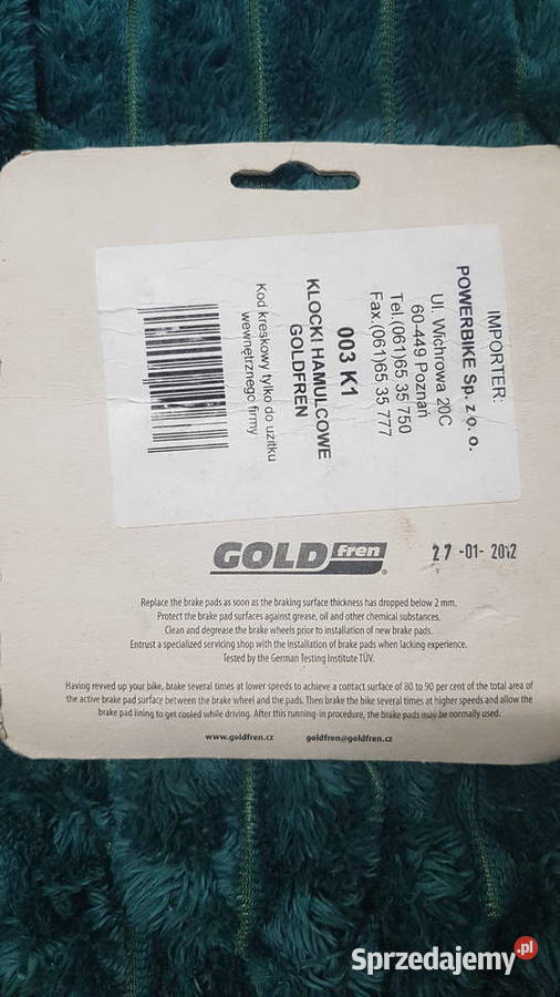 Klocki hamulcowe Gold fren 003 K1 Zgorzelec
