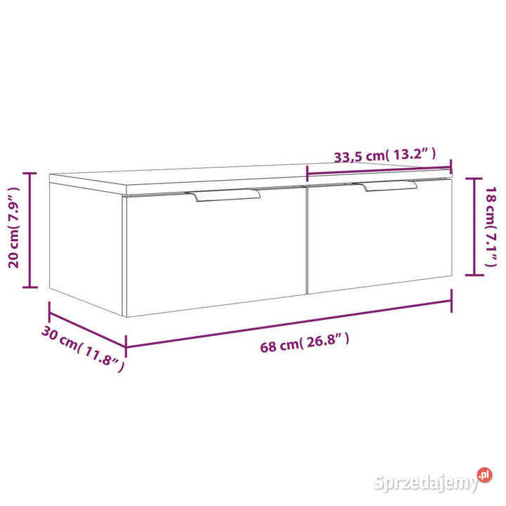 Szafka wisząca brązowy dąb 68x30x20 WM817095 mazowieckie Warszawa sprzedam