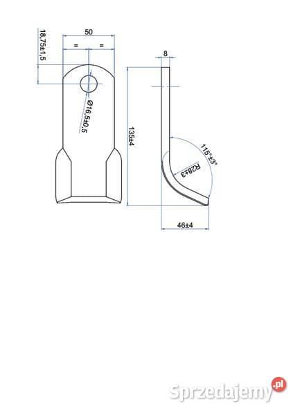 Nóż bijaka 50x135 mm Humus CK3020