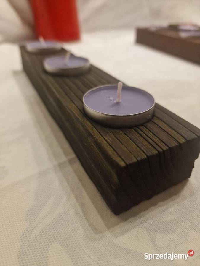 Świecznik świerkowy opalany Shou Sugi Ban leśna Sępopol