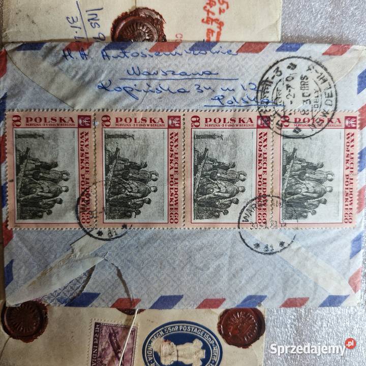 Koperta lotnicza PolskaIndie 1968 znaczki zachodniopomorskie Polanów