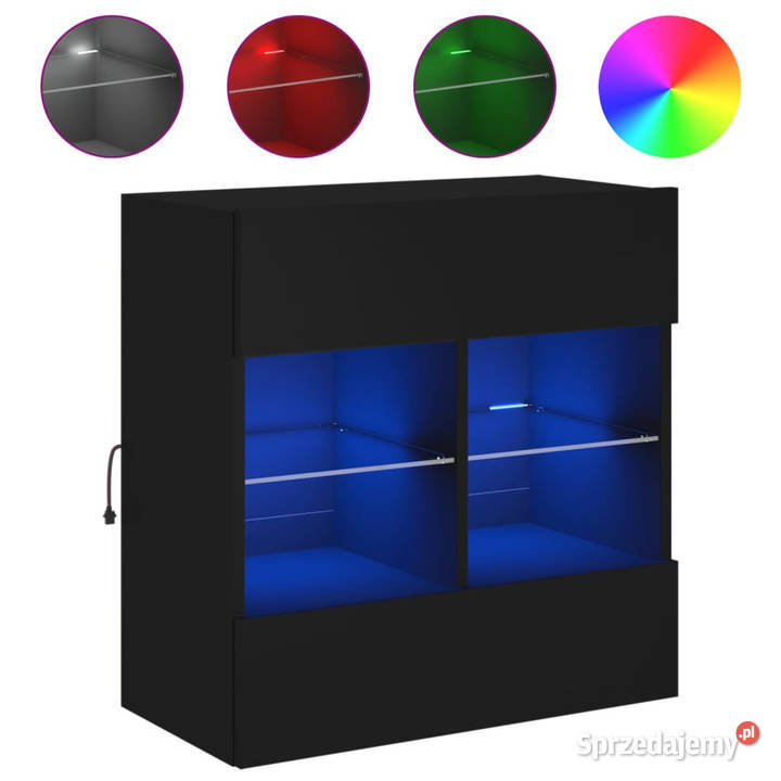 Ścienna szafka TV z LED czarna 585x30x605