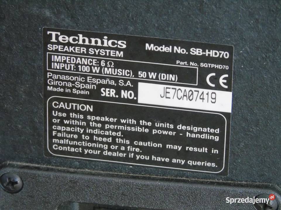 Kolumny Technics SBHD70 mocne 2x 100 wat DOSTAWA Jasło
