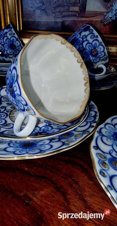 Łomonosow zestaw śniadaniowodeserowy 6ciu osób Porcelana i szkło