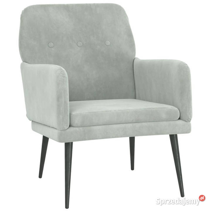 Fotel jasnoszary 62x79x79 obity aksamitem Warszawa
