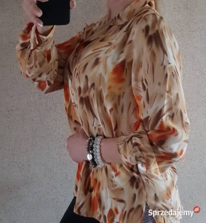bluzka koszula zwiewna kobieca oversize pomarańczowy sprzedam