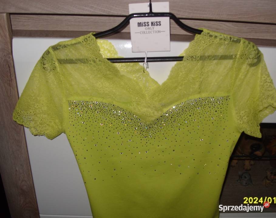 Limonkowa koronka cyrkonie NOWA MISS KISS rSM Rawicz