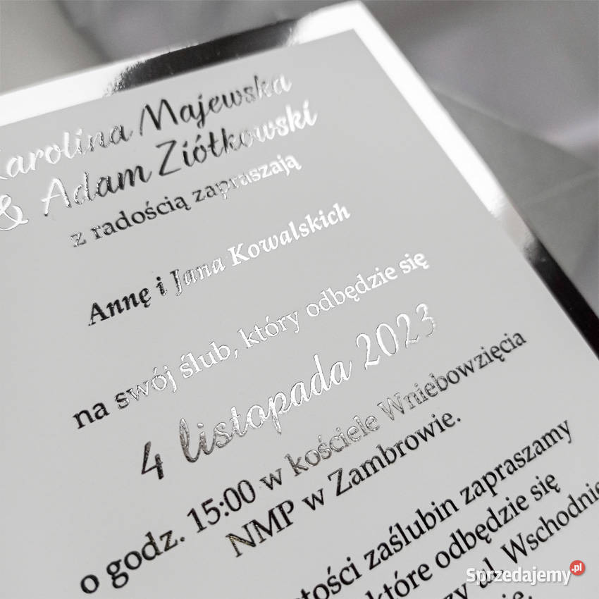 NASZ HIT MIRROR srebrne zaproszenia ślubne Siedlce
