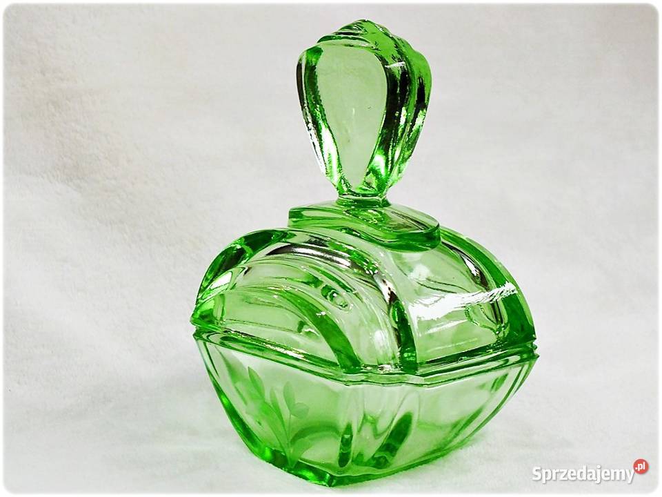 Karafka Perfumetka Szkło Uranowe z lat 30tych Żary