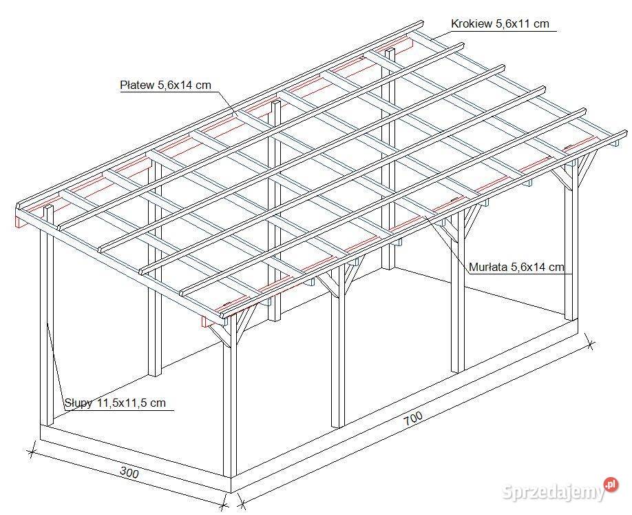 Drewniane zadaszenie tarasu pergola taras