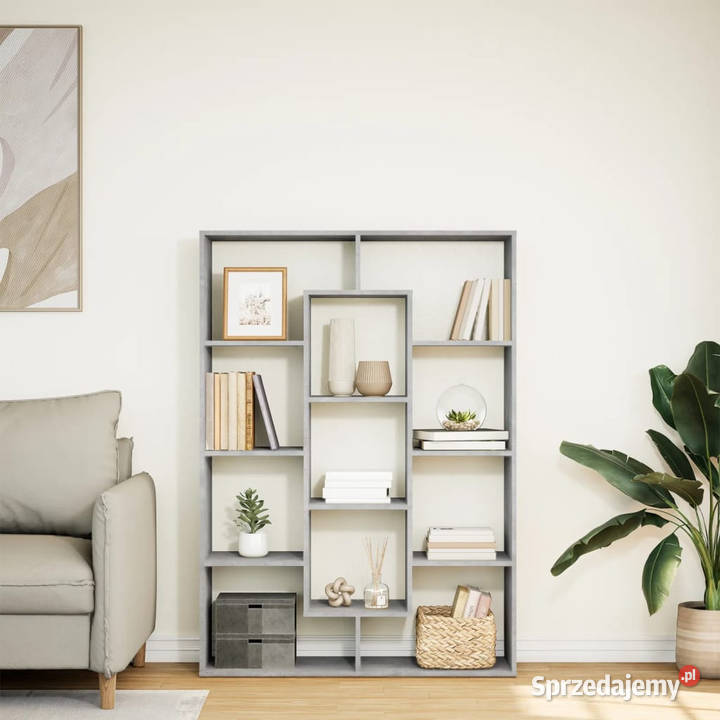 Regał szarość betonu 102x29x143 materiał Regały