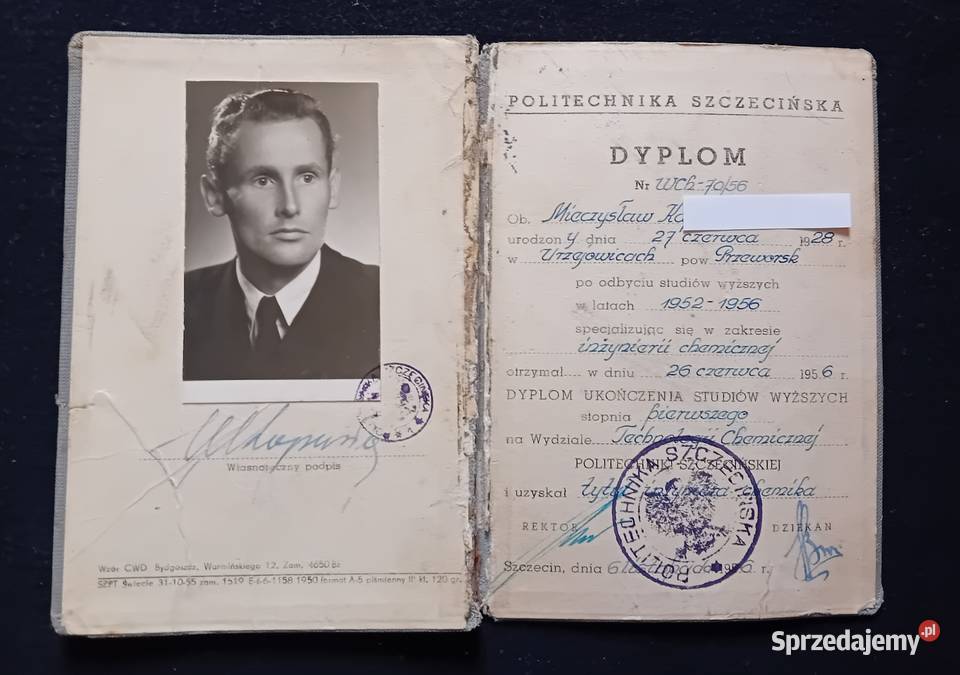 Dyplom ukończenia studiów wyższych Politechnika Koźminek