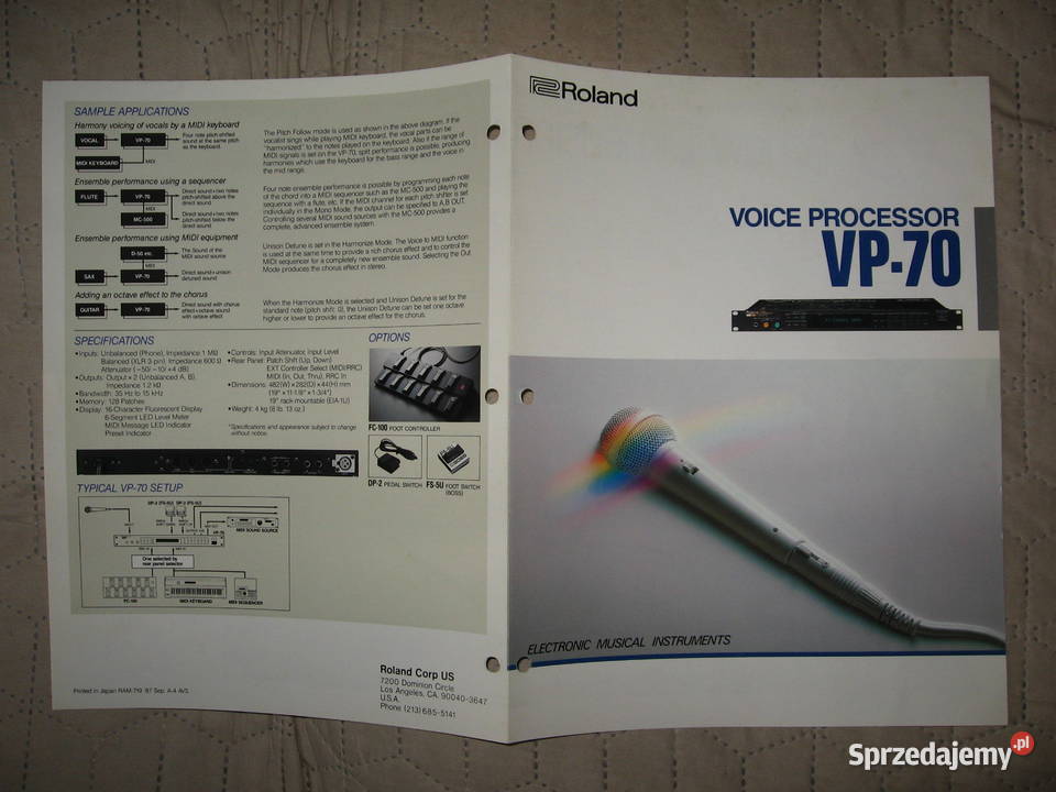 Roland Voice Processor VP70 brochure broszura Sprzęt estradowy, studyjny i DJ-ski Kępice