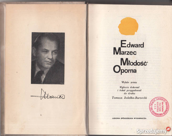 03015 MŁODOŚĆ OPORNA WYBÓR PROZY EDWARD MARZEC