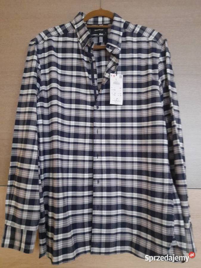 Nowa koszula męska szara krata L Odzież codzienna