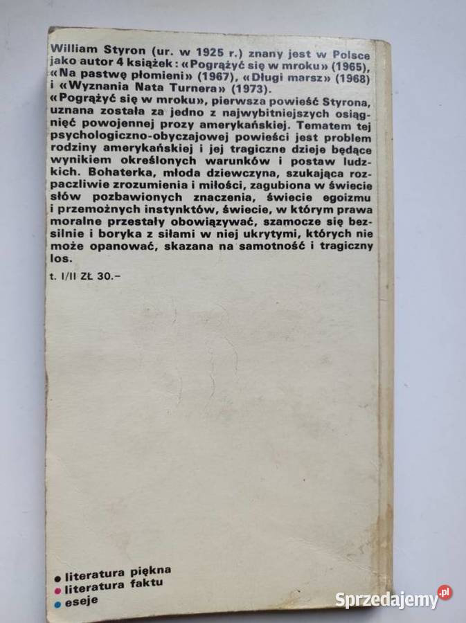 Pogrążyć się w mroku William Styron 1975 miękka świętokrzyskie