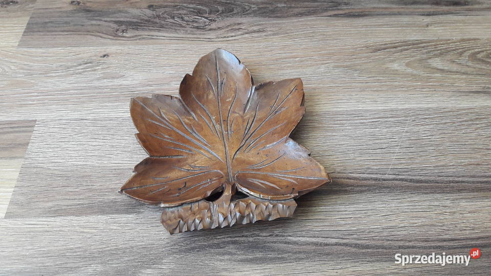 Stara drewniana patera liść rzeźba
