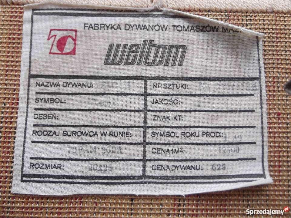 mały dywanik vintage retro PRL Weltom Częstochowa