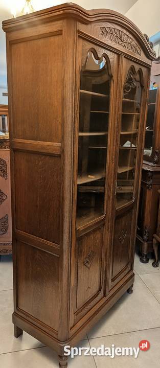 Piękna dębowa bibliotekawitryna secesyjnasklep Meble