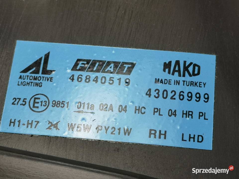 LAMPA PRAWY PRZÓD FIAT ALBEA 201 46840519