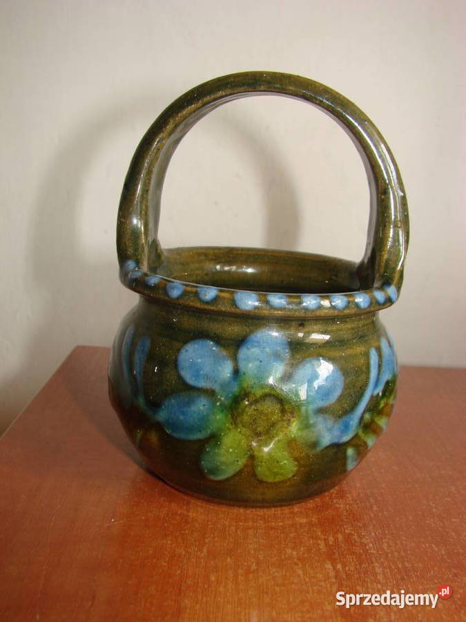 skandynawski ceramiczny koszyk sygnowany Pruszcz Gdański