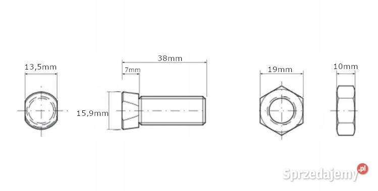 Śruba stożkowa dwustronnie ścięta M12x38mm Pozostałe Kamionna