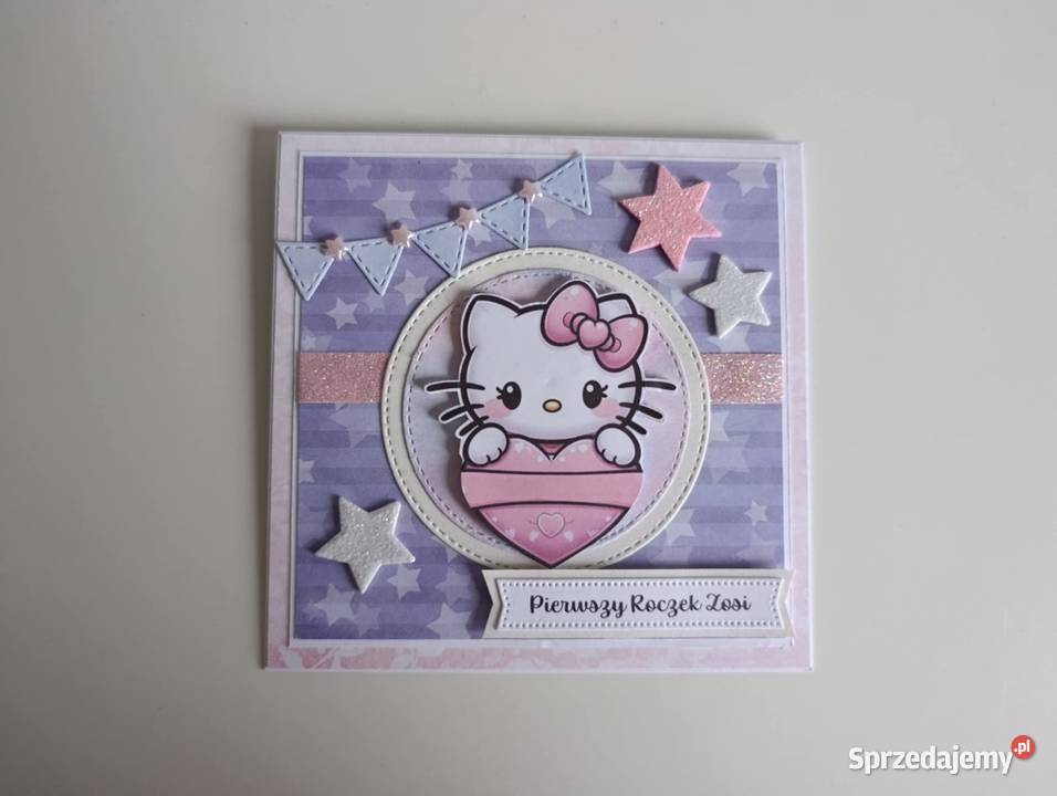 Kartka na urodziny roczek ręcznie robiona Hello Łódź sprzedam