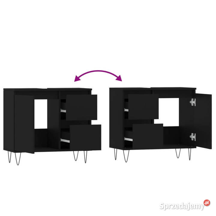 Szafka łazienkowa czarna 65x33x60 materiał